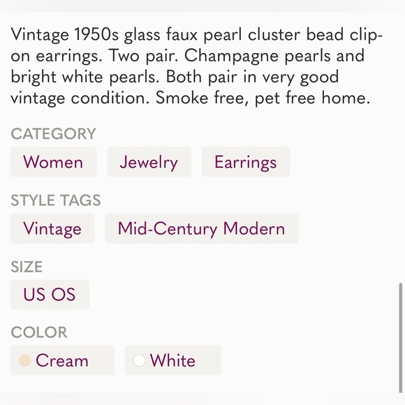 Vintage 50s Faux Pearl Clip-On Earrings - Picture 8 of 8